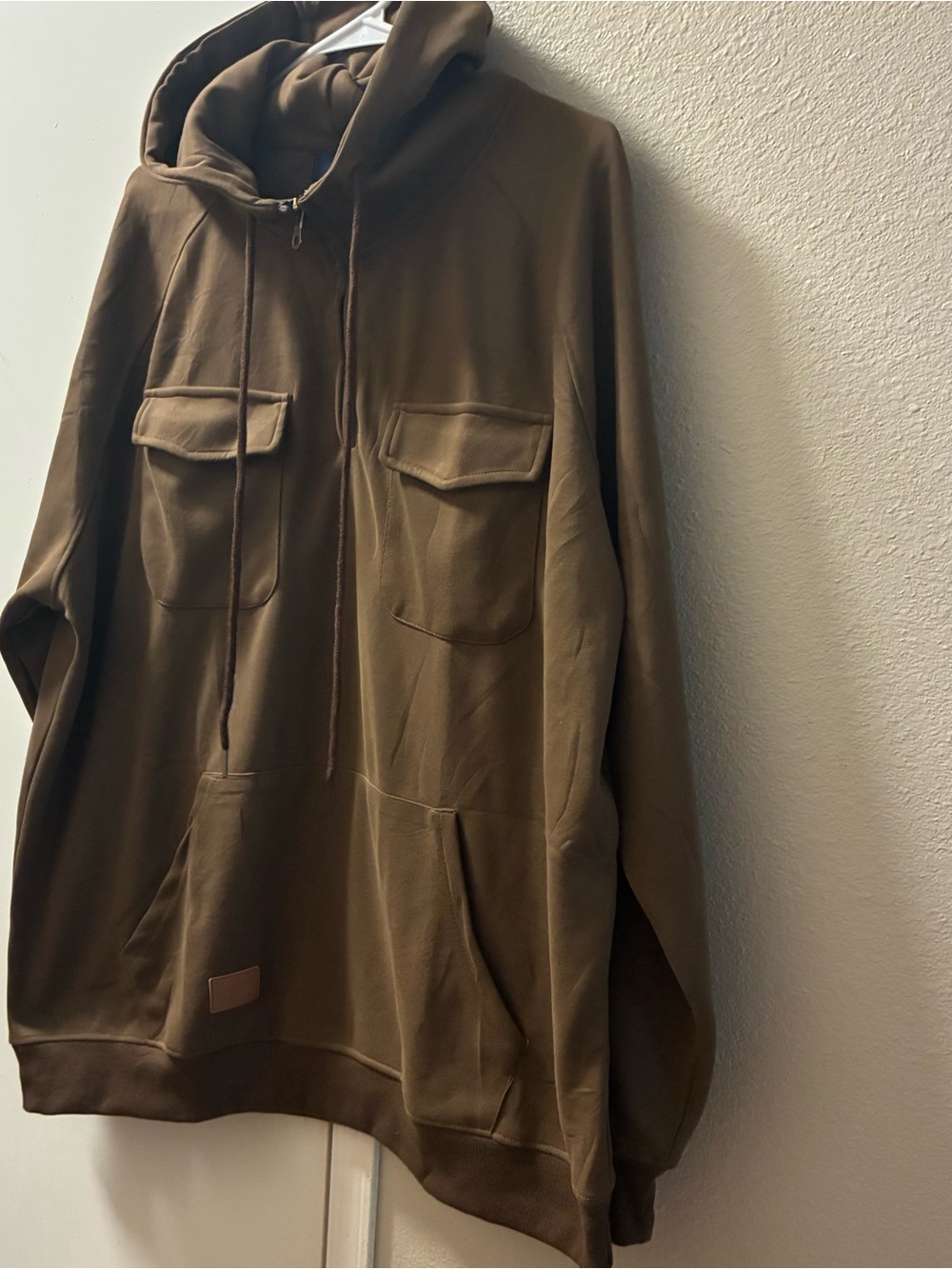 Herberton Australia Men's XL Tactical Quarter Zip Brown Hooded Pullover
